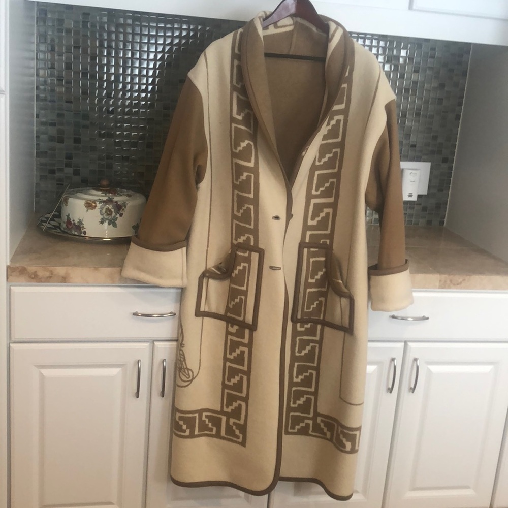 Full length wool reversible coat